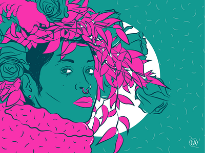 Color Badouizm - "Erykah Badu" adobe illustrator art color design flat flat design illustration illustrator line art minimal vector woman