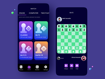Chess Mobile Game app chess dark design figma game gradient mobile mobile game multiplayer play ui ui design uiux ux ux design