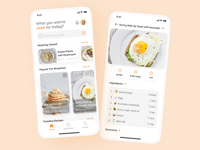 Recipe App app clean design figma food minimal minimalist mobile mobile app mobile app design recipe ui ui design uiux ux ux design