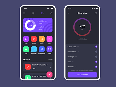 Resikan - Cleaner Mobile App app clean cleaner app colorful design flat mobile ui ux