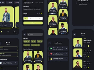 Online Shop mobile App app clean clothes dark design flat mobile shirt shop ui ux