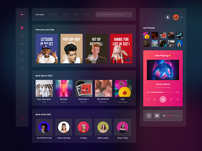 FM Music - Dashboard Music Player for Desktop by Wildan Hidayattulloh ...