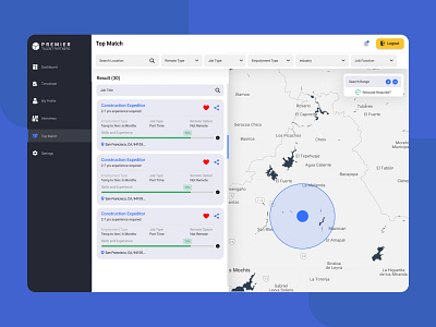 Top Matched Jobs Dashboard Design