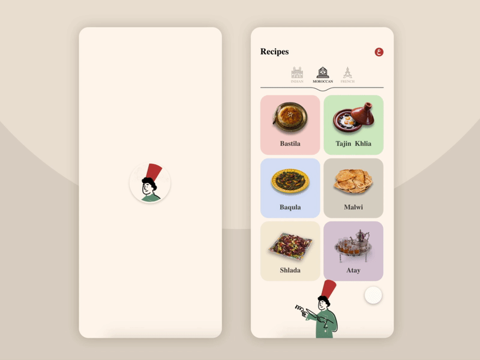 Recipes App - Book of recipes adobexd aftereffects app arabic arabic typography clean french illustration maroc moroccan morocco motion motion design typogaphy ui ux