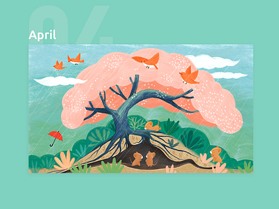 April calendar 2019 illustration