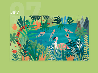 July calendar 2019 illustration