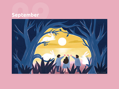 September calendar 2019 design illustration