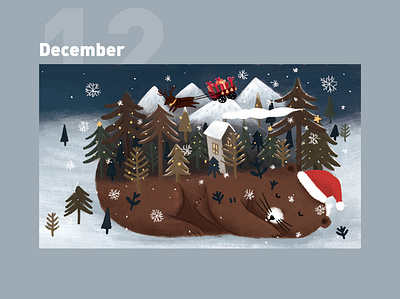 December calendar 2019 design illustration