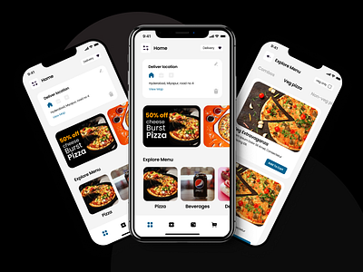 pizza 🍕 app ui design branding design illustration typography ui ux vector website