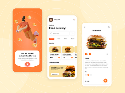 Food app Design animation app branding burger design food app minimal typography ui ux web