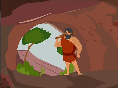 caveman art caveman illustraion illustration illustrator poster artwork vector