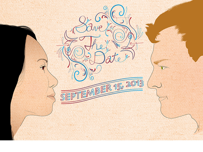 Save The Date portrait illustrator photoshop print vector