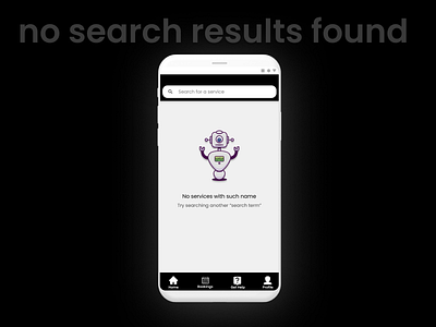 No search results found page of a Service based App