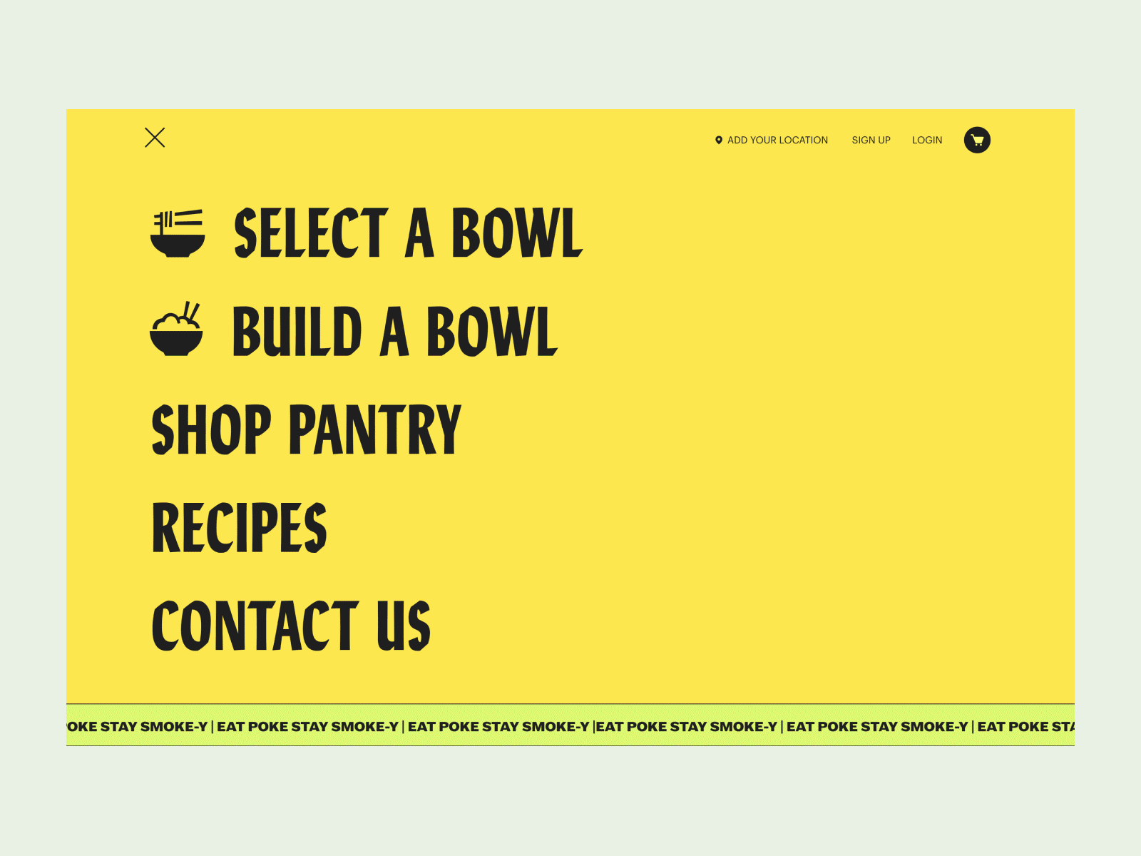 Smoke-y Poke co. branding branding and identity checkout design food layout poke restaurant typography ui web web design website