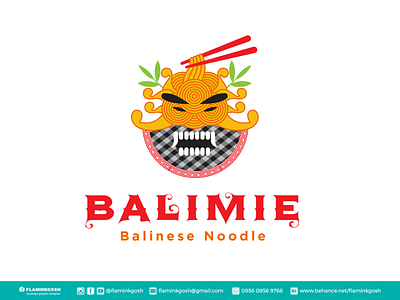 bali mie logo design branding design flaminkgosh illustration logo typography vector