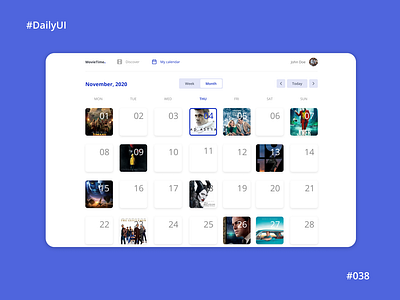 #DailyUI #038 Movie calendar