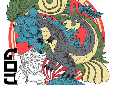 Godzilla graphic design illustration