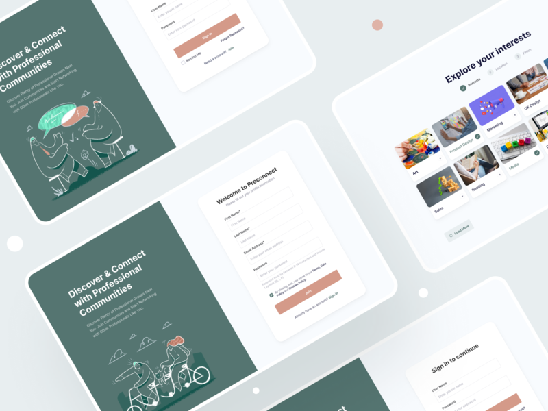 Proconnect - Professional Community UX/UI Design chanel community design onboard onboarding professional proffesional social media social platform socialmedia trend ui trend workspace