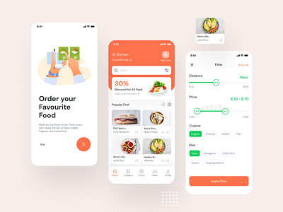 Yormy Home made food delivery app ui ux