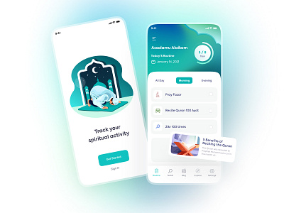 Muslim Day Tracker app design habit tracker mobile app mobile app design ui ui design ux desgin