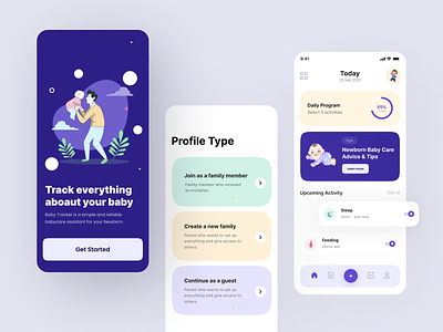 Baby tracker app ui android app design app design app ui baby health app baby tracker daily routine ios app design mobile app design schedule app trendy app trendy ui