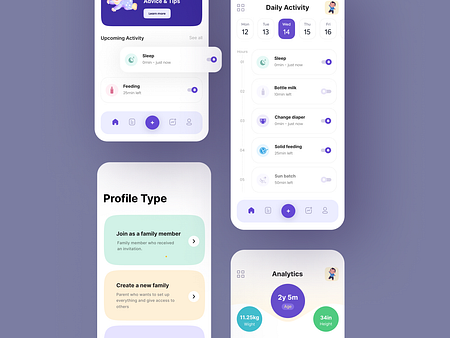 Baby tracker app by Nasir Uddin on Dribbble