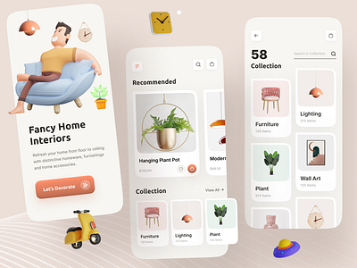 Online Interior Shop App UX UI app design app interface design app ui app ux design home decoration indoor plant interior interior design latest app design new trend top app design ui ui design ui trend upcoming trend user experience design user interface design ux ux design