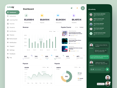 Learning Management Dashboard UI UX dashboard dashboard design dashboard ui design education edutech learn learning management learning platform lms lms dashboard new ui trend online learning top ui ui ui design ui trend ux ux design web design