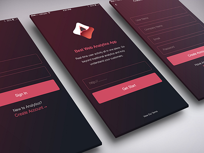 Web Analytics App analytics app app app design create account dashboard dashboard app sign in ui ux