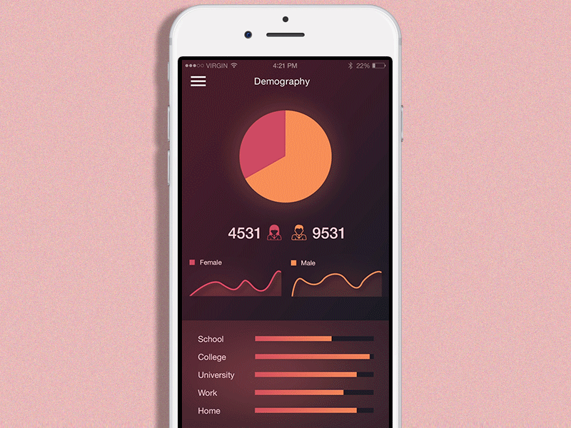 Demography analytic animation app gif menu motion ui ux