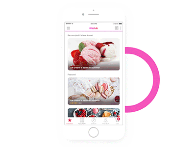 Ice Club - Icecream store app ui app design iphone app ui design ui mobile app ux ux design wareframe