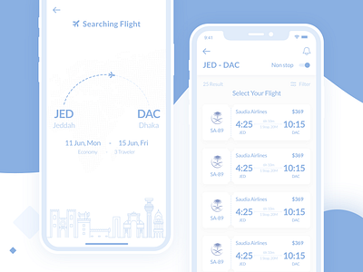 Wireframe Searching Flight app design color dashboard flight illustration. booking ios minimal. iconic theme ui