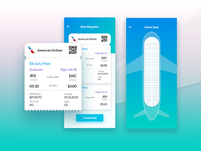 Boarding Pass air ticket. ux design booking flat flight search illustration interface design. minimal ui design