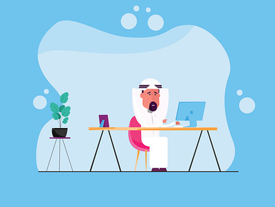 Arab Man in Office " Free Project " design illustration logo ux vector