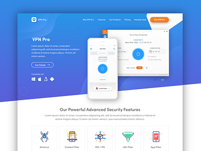 Vpn Pro design flat icon typography ui ux website