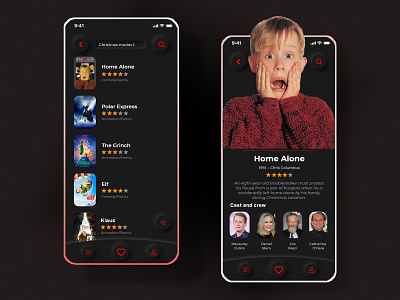 Movie app app christmas design entertainment homealone icons movie app movies red softui ui ux xd