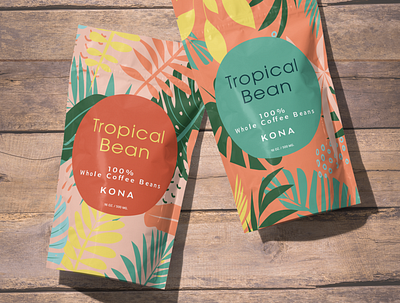 Tropical Bean Packaging brand design branding coffee graphic design label label packaging labels logo design print design product design