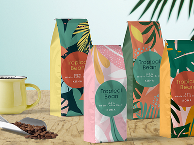 Tropical Bean brand design brand identity branding coffee graphic design label packaging print design product design