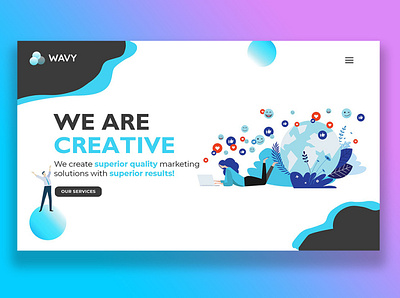 Build a landing page for a creative agency and prototype it adobeillustrator adobephotoshop adobexd design strategy design system graphics web design