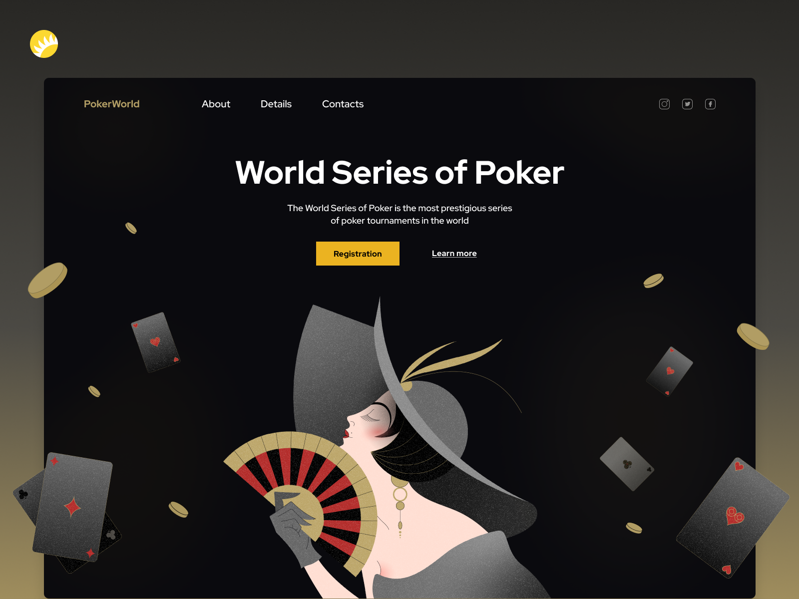 Poker tournament landing page by Anastasia Levchuk for Andersen Design