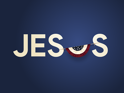 Jesus Typography featuring an American Flag Bunting american american flag bunting christian decor jesus jesus christ lettering letters lord patriotic red white and blue typogaphy typography united states united states of america usa word words