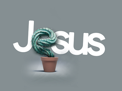 Jesus 🌵 Word Art 3d bible cactus christian jesus lettering plant pot pottery typography vase wallpaper