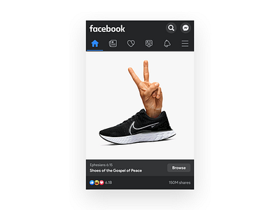 Put on the 👟 shoes of the Gospel of Peace Ephesians 6:15 ad ads armor ephesians facebook funny gospel hand marketing nike peace post promo reaction reactions shoes sign language