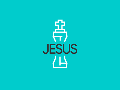 King Jesus aqua bible bible design chess christian design icon illustrate jesus jesus christ king lettering outline outline icon outline icons piece scripture typography word wordart