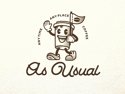 As Usual logo cartoon coffe design graphic design logo retro