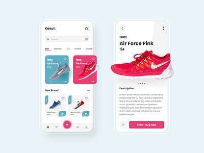 Kasut - Shoe Shop Online design flat mobile app mobile design nike nike shoes shoe shoe shop shop typography ui uiux ux