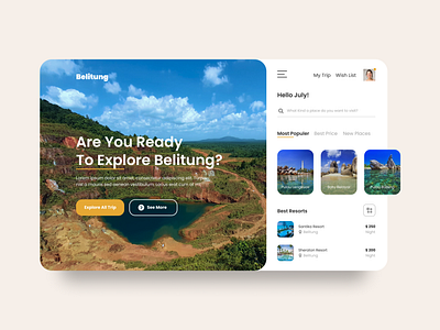 Belitung Explore - Travel Landing Page app design landing page landing page design mobile app mobile design typography ui uiux ux