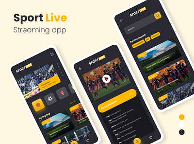 Sport Live Streaming Interface app design live mobile app mobile design sport streaming ui uiux ux