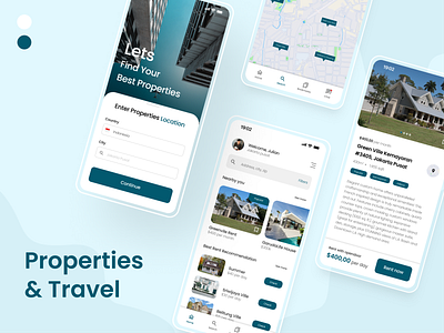 Properties & Travel Rent House UI Design app design mobile app mobile design ui uiux ux