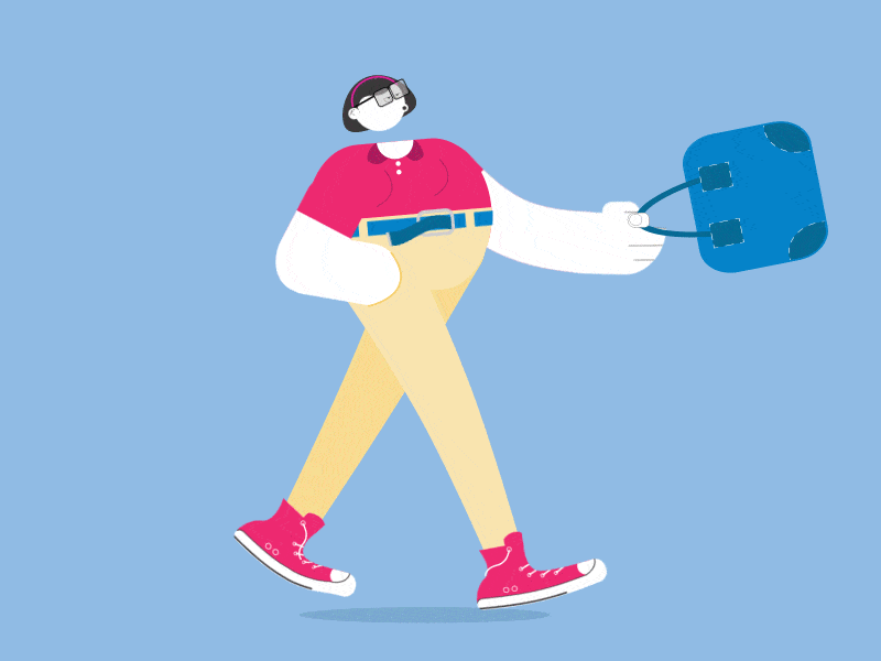 The strong girl walks with her bag animtion illustration motion design motion graphic motion graphics